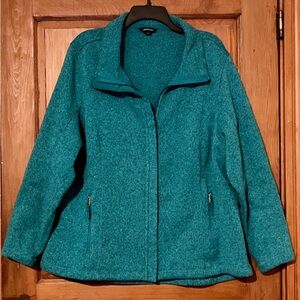 Lands End Teal Zip Up Sweater 2X